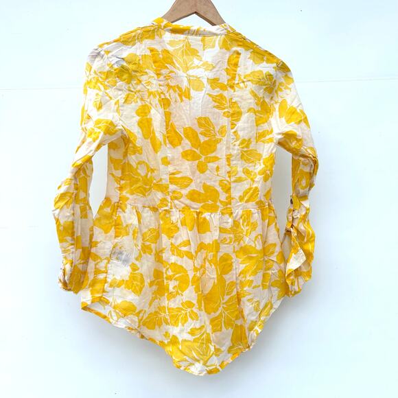Anthropologie Maeve Yellow Cotton Blouse Floral Delicate Spring Size 4 Top - Picture 4 of 8